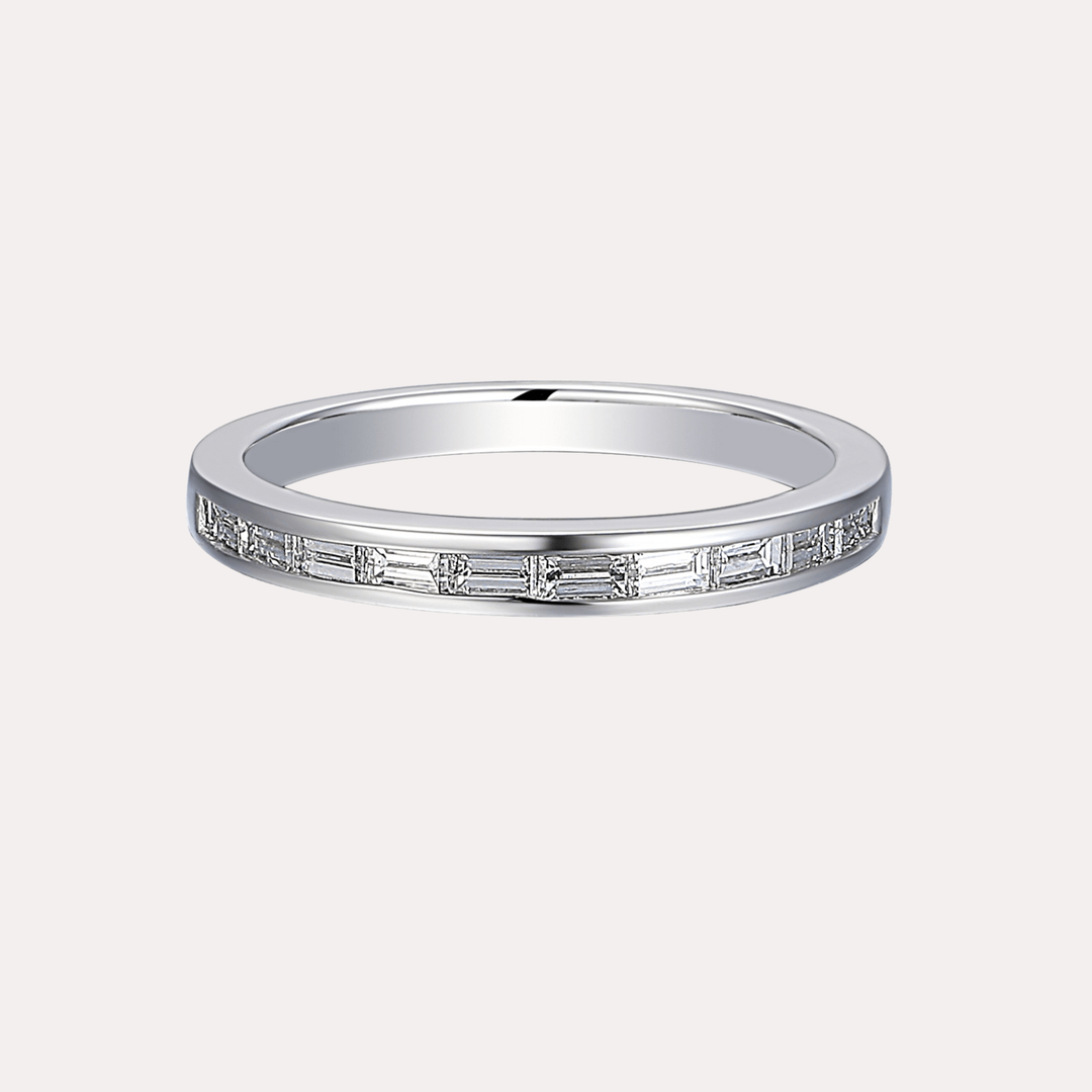Baguette Diamond Channel Set Half Eternity Ring - The Jewelyst. - Baguette Diamond Channel Set Half Eternity Ring