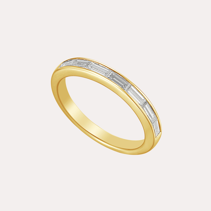 Baguette Diamond Channel Set Half Eternity Ring - The Jewelyst. - Baguette Diamond Channel Set Half Eternity Ring