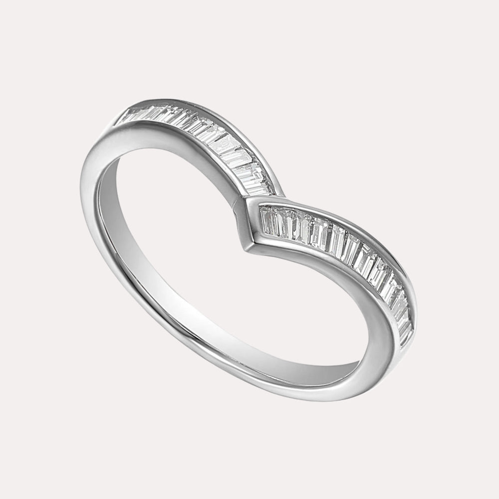 Baguette Diamond Channel Set Wishbone Ring - The Jewelyst. - Baguette Diamond Channel Set Wishbone Ring