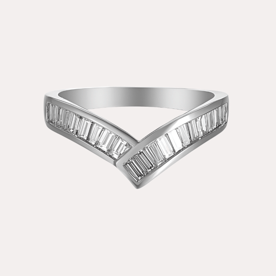 Baguette Diamond Channel Set Wishbone Ring - The Jewelyst. - Baguette Diamond Channel Set Wishbone Ring
