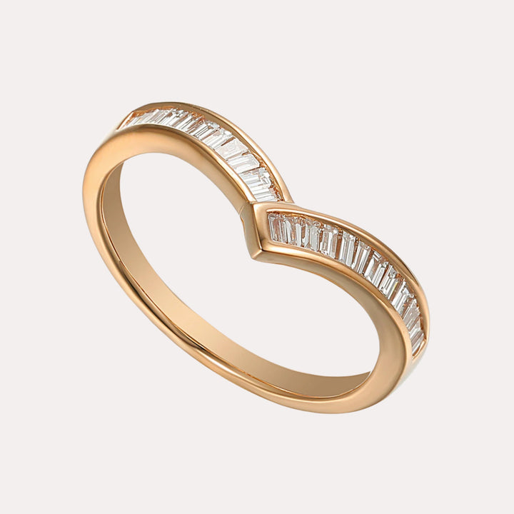 Baguette Diamond Channel Set Wishbone Ring - The Jewelyst. - Baguette Diamond Channel Set Wishbone Ring