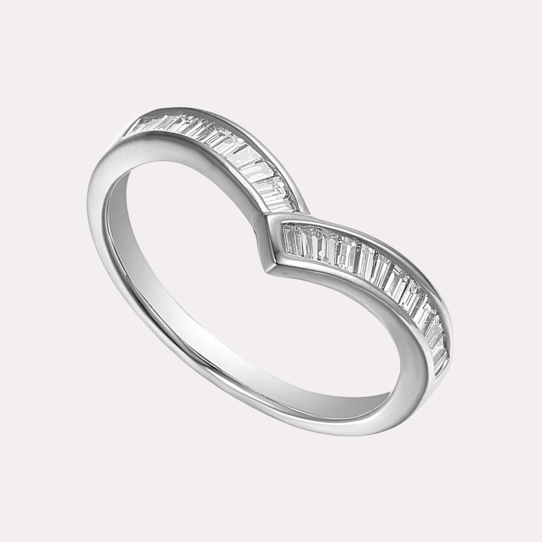 Baguette Diamond Channel Set Wishbone Ring - The Jewelyst. - Baguette Diamond Channel Set Wishbone Ring