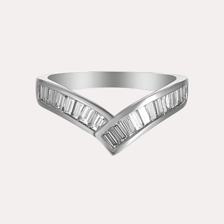 Baguette Diamond Channel Set Wishbone Ring - The Jewelyst. - Baguette Diamond Channel Set Wishbone Ring