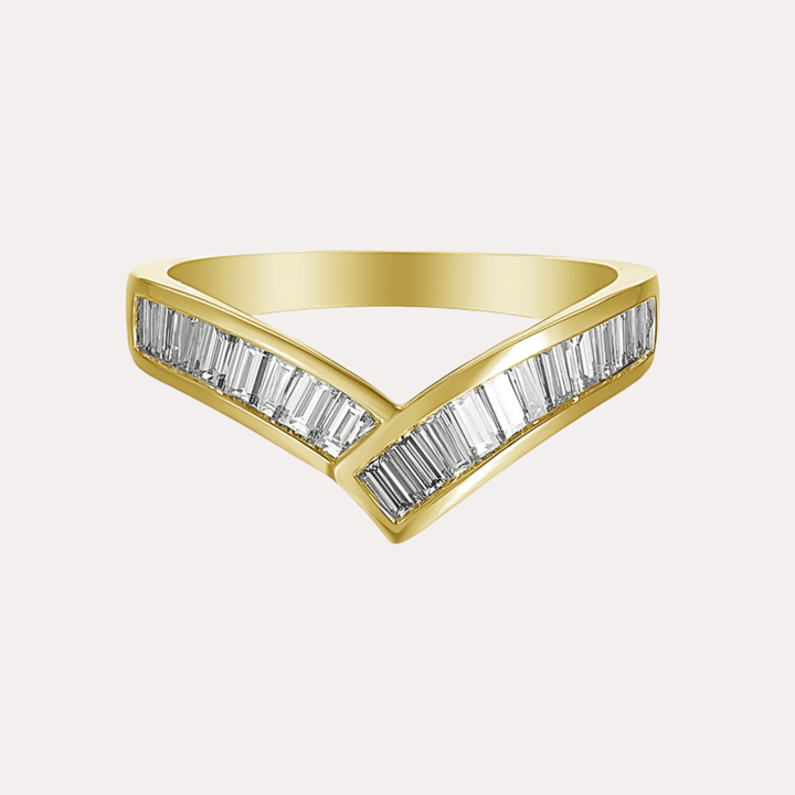 Baguette Diamond Channel Set Wishbone Ring - The Jewelyst. - Baguette Diamond Channel Set Wishbone Ring