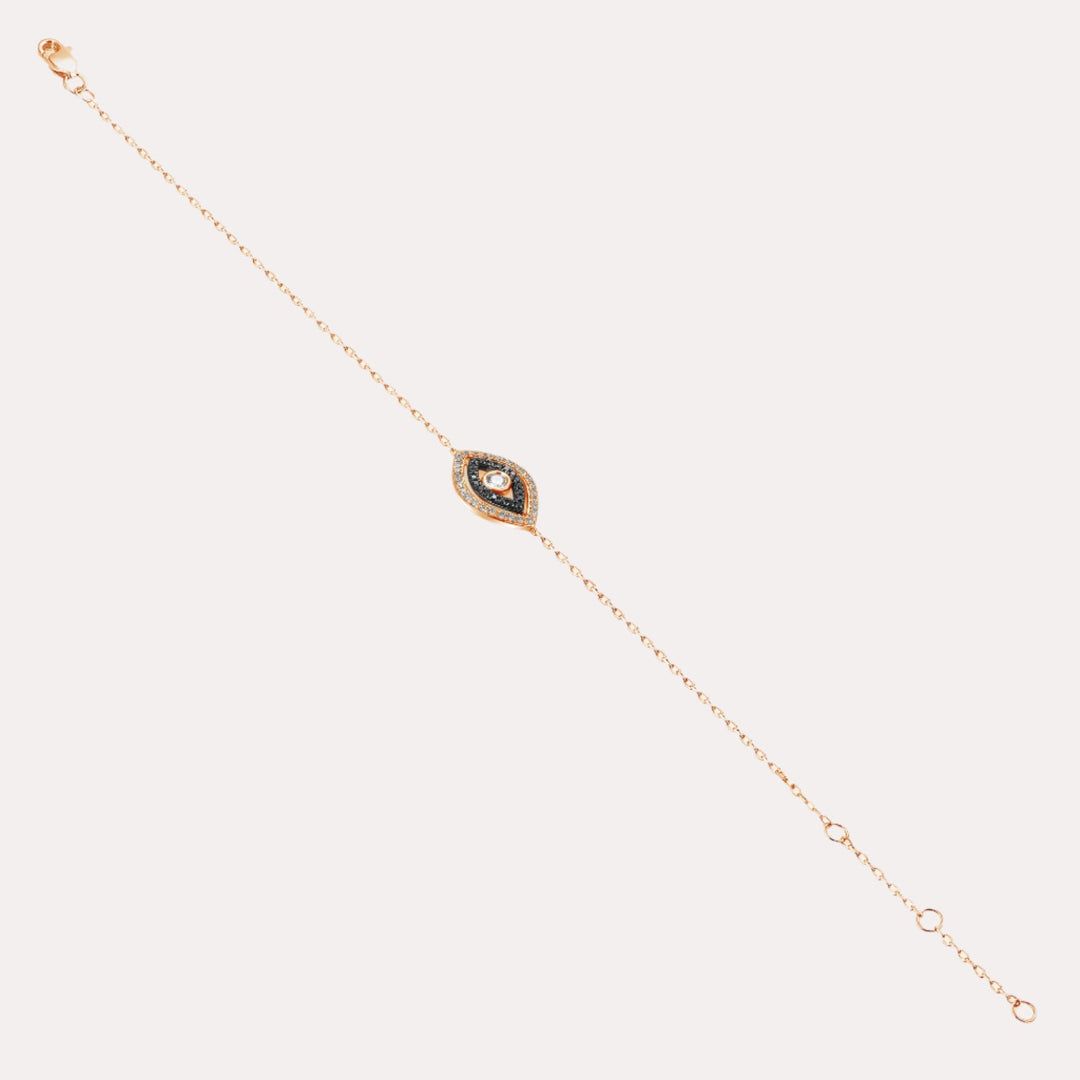 Black & White Evil Eye Diamond Bracelet In 18K Gold - The Jewelyst. - Black & White Evil Eye Diamond Bracelet In 18K Gold
