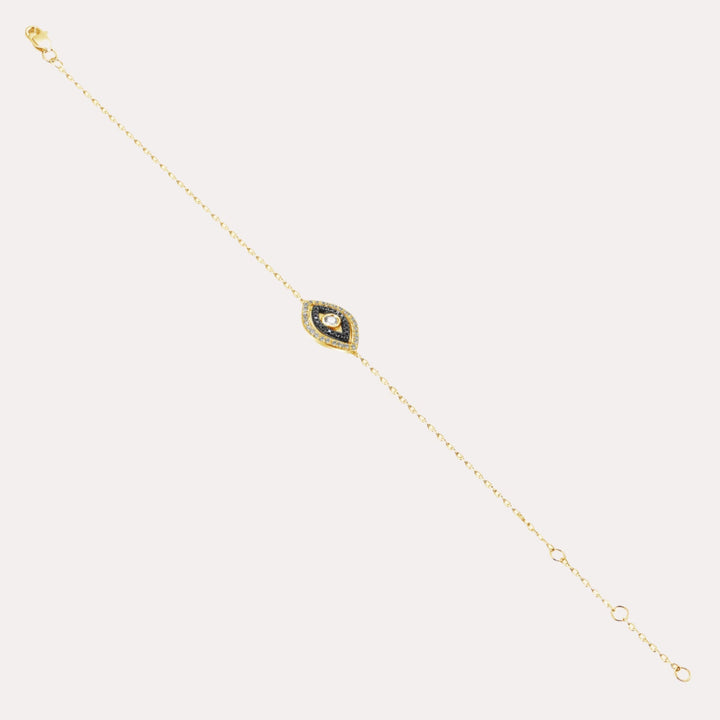 Black & White Evil Eye Diamond Bracelet In 18K Gold - The Jewelyst. - Black & White Evil Eye Diamond Bracelet In 18K Gold