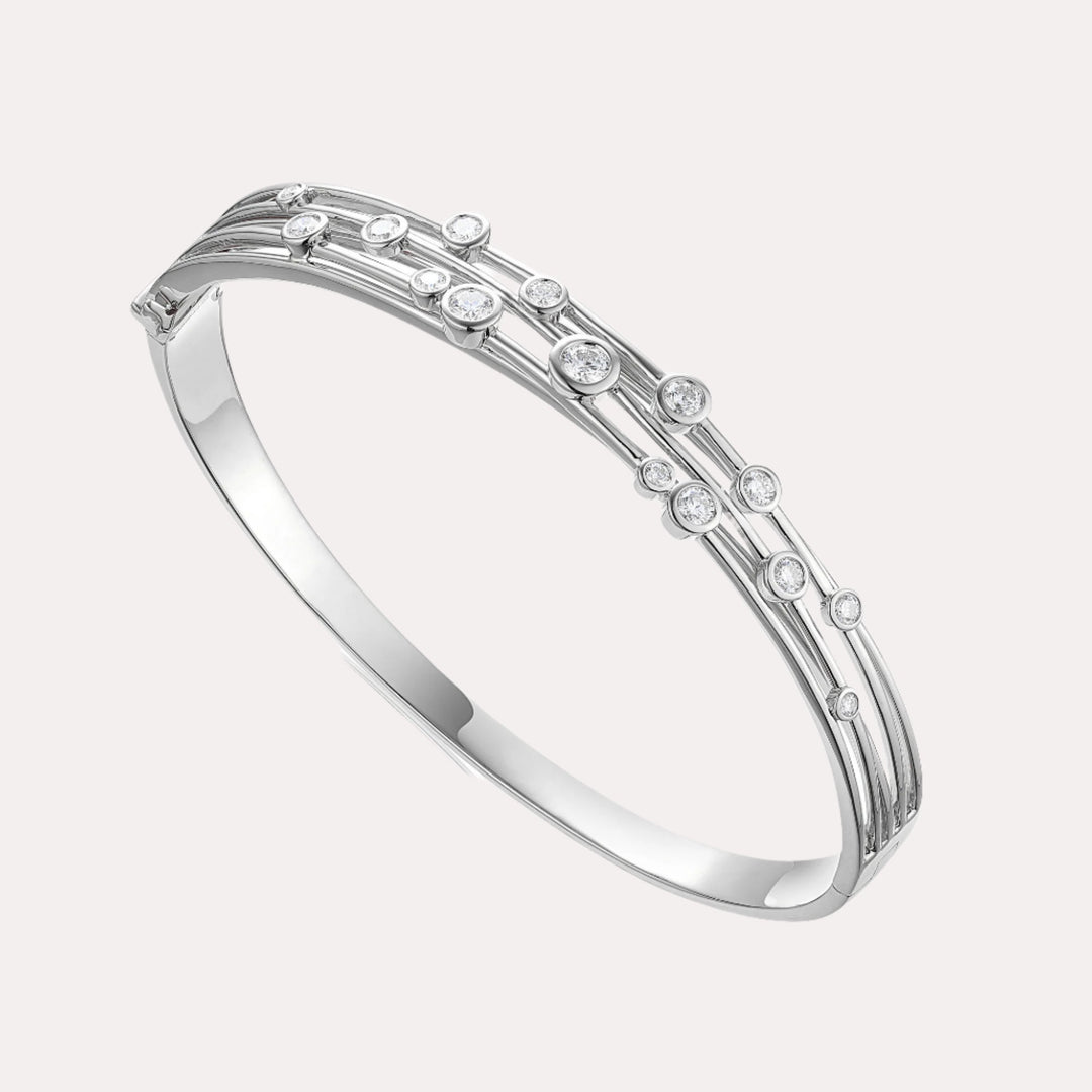 Celeste Cascade Rubover Diamond Bangle In 18K Gold - The Jewelyst. - Celeste Cascade Rubover Diamond Bangle In 18K Gold