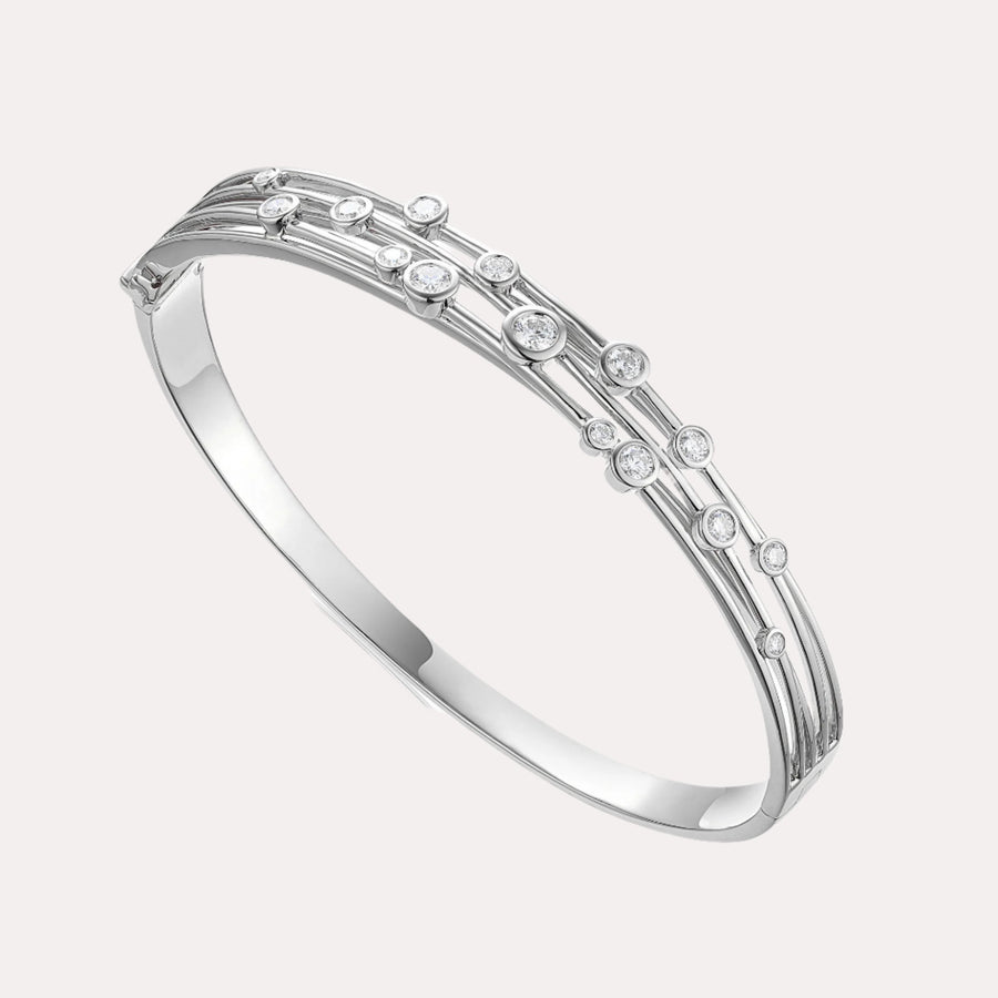Celeste Cascade Rubover Diamond Bangle In 18K Gold - The Jewelyst. - Celeste Cascade Rubover Diamond Bangle In 18K Gold