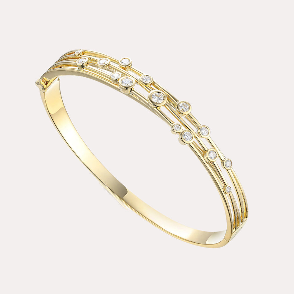 Celeste Cascade Rubover Diamond Bangle In 18K Gold - The Jewelyst. - Celeste Cascade Rubover Diamond Bangle In 18K Gold