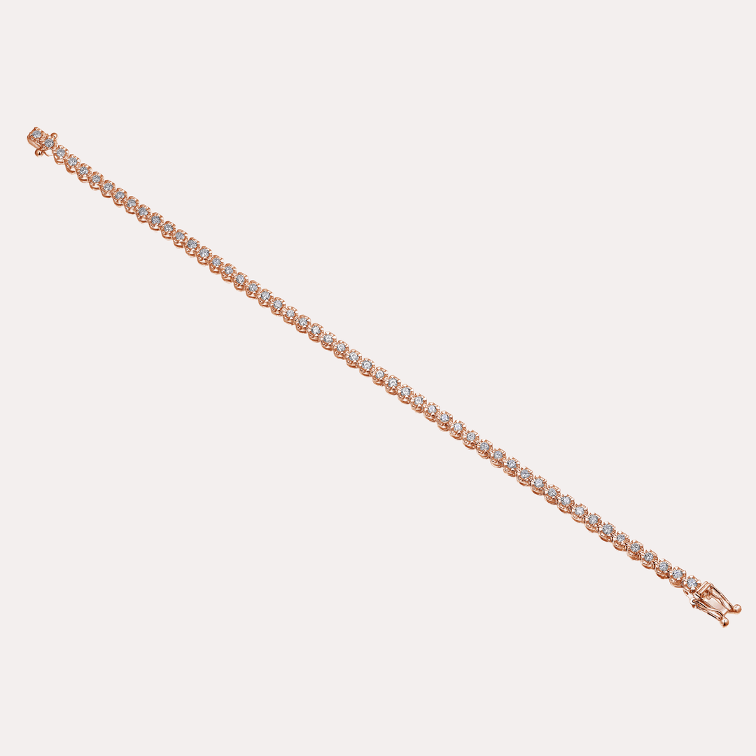 Claw Set Round Brilliant Cut Diamond Tennis Bracelet In 18K Gold - The Jewelyst. - Claw Set Round Brilliant Cut Diamond Tennis Bracelet In 18K Gold
