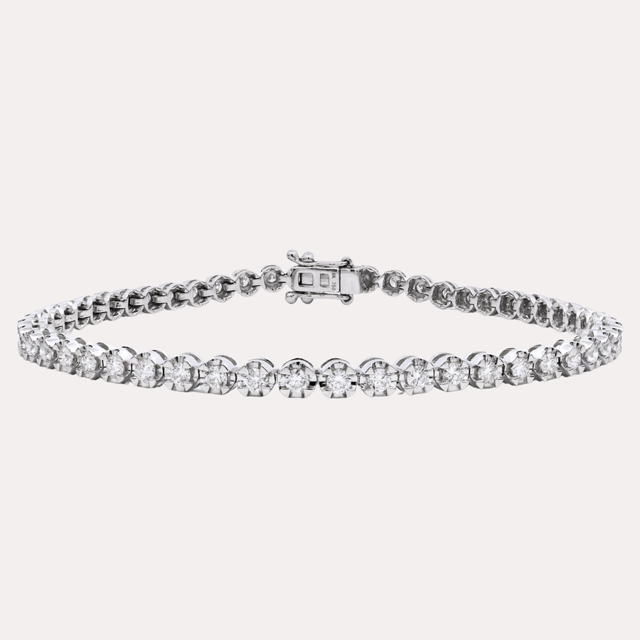 Claw Set Round Brilliant Cut Diamond Tennis Bracelet In 18K Gold - The Jewelyst. - Claw Set Round Brilliant Cut Diamond Tennis Bracelet In 18K Gold