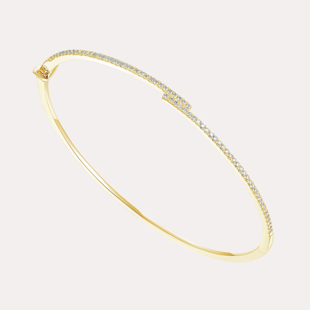 Contour Link Diamond Bangle Bracelet In 18K Gold - The Jewelyst. - Contour Link Diamond Bangle Bracelet In 18K Gold