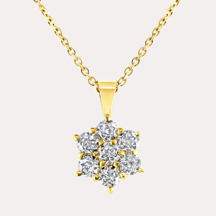 Daisy Cluster Pendant Necklace In 18K Yellow Gold 