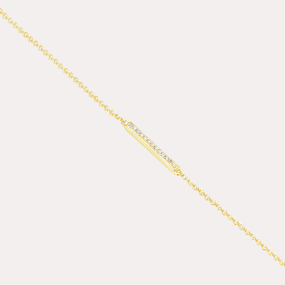 Diamond Bar Bracelet In 18K Gold - The Jewelyst. - Diamond Bar Bracelet In 18K Gold
