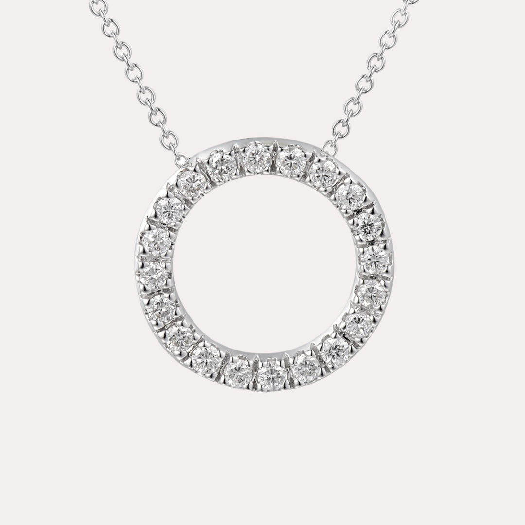 Diamond Circle Pendant Necklace In 18K Gold - The Jewelyst. - Diamond Circle Pendant In 18ct Gold