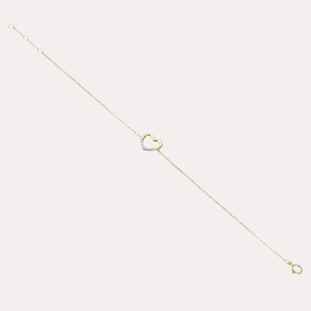 Diamond & Coupled Heart Bracelet In 18K Gold - The Jewelyst. - Diamond & Coupled Heart Bracelet In 18K Gold