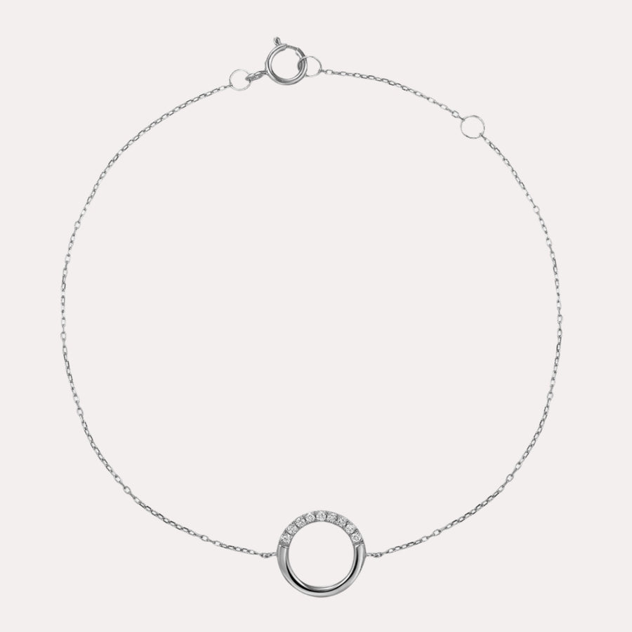 Diamond Half Set Circle Bracelet In 18K Gold - The Jewelyst. - Diamond Half Set Circle Bracelet In 18K Gold