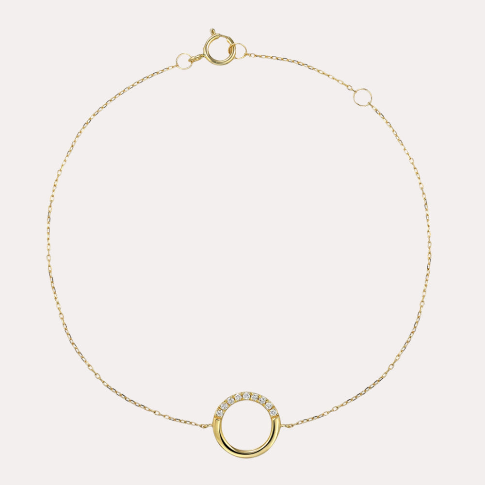 Diamond Half Set Circle Bracelet In 18K Gold - The Jewelyst. - Diamond Half Set Circle Bracelet In 18K Gold