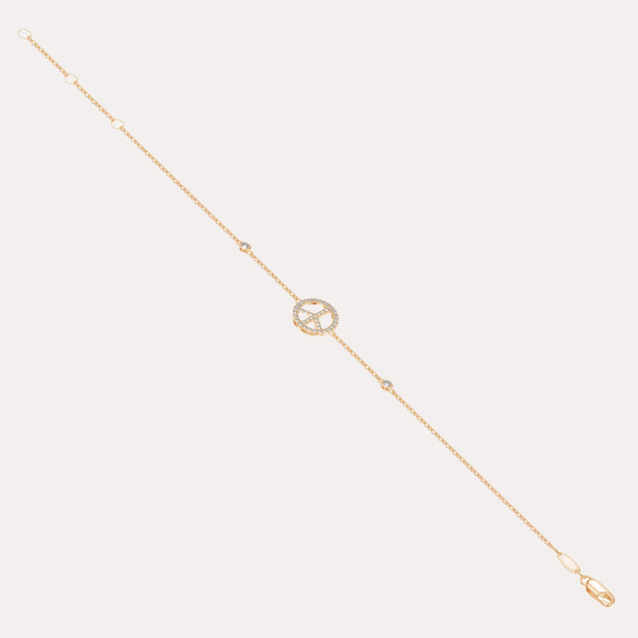 Diamond Peace Symbol Bracelet In 18K Gold - The Jewelyst. - Diamond Peace Symbol Bracelet In 18K Gold