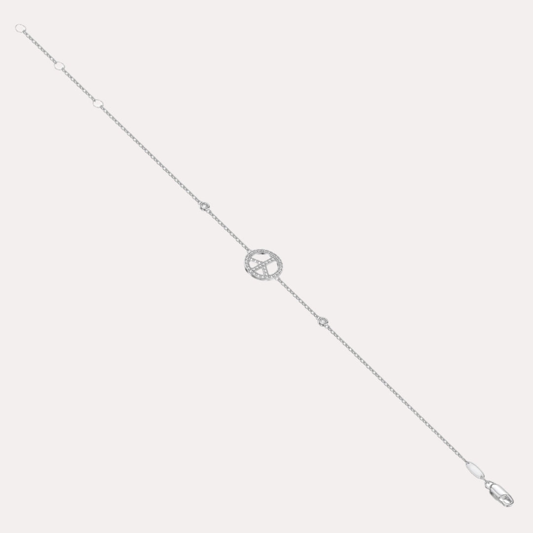 Diamond Peace Symbol Bracelet In 18K Gold - The Jewelyst. - Diamond Peace Symbol Bracelet In 18K Gold