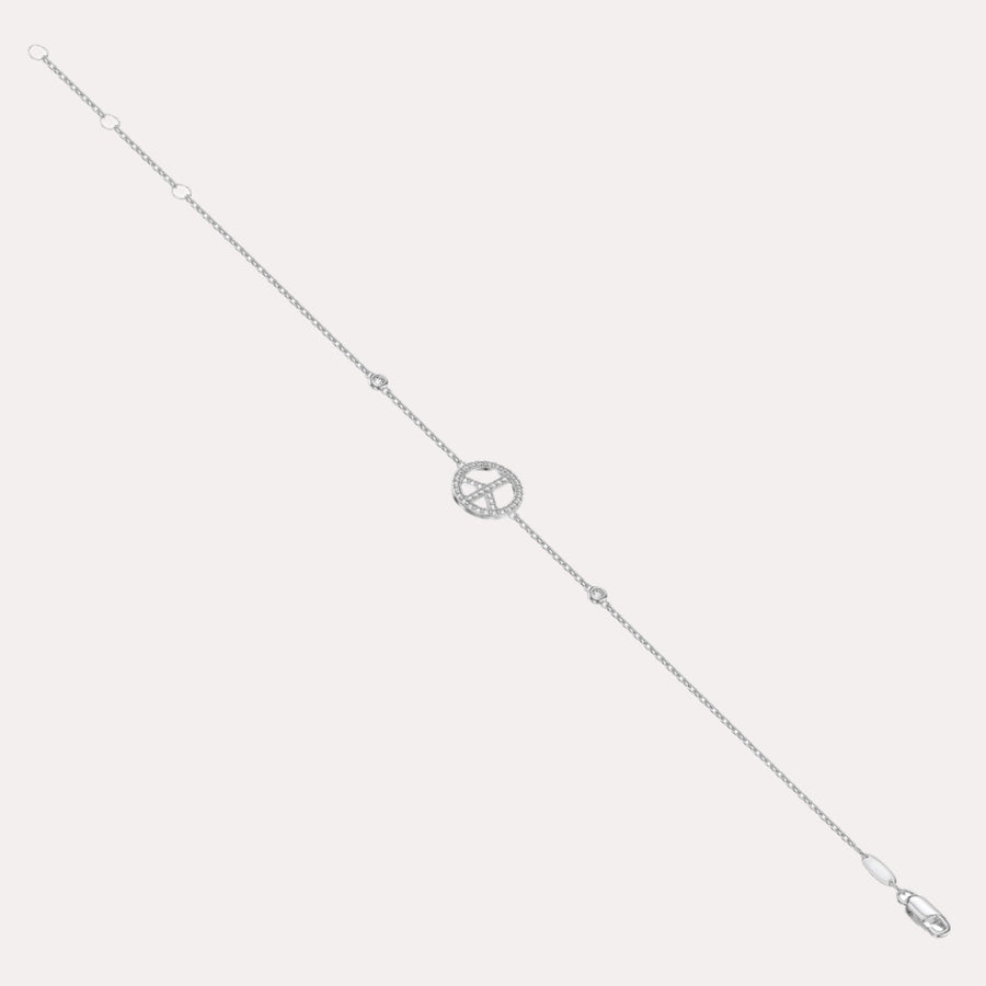 Diamond Peace Symbol Bracelet In 18K Gold - The Jewelyst. - Diamond Peace Symbol Bracelet In 18K Gold