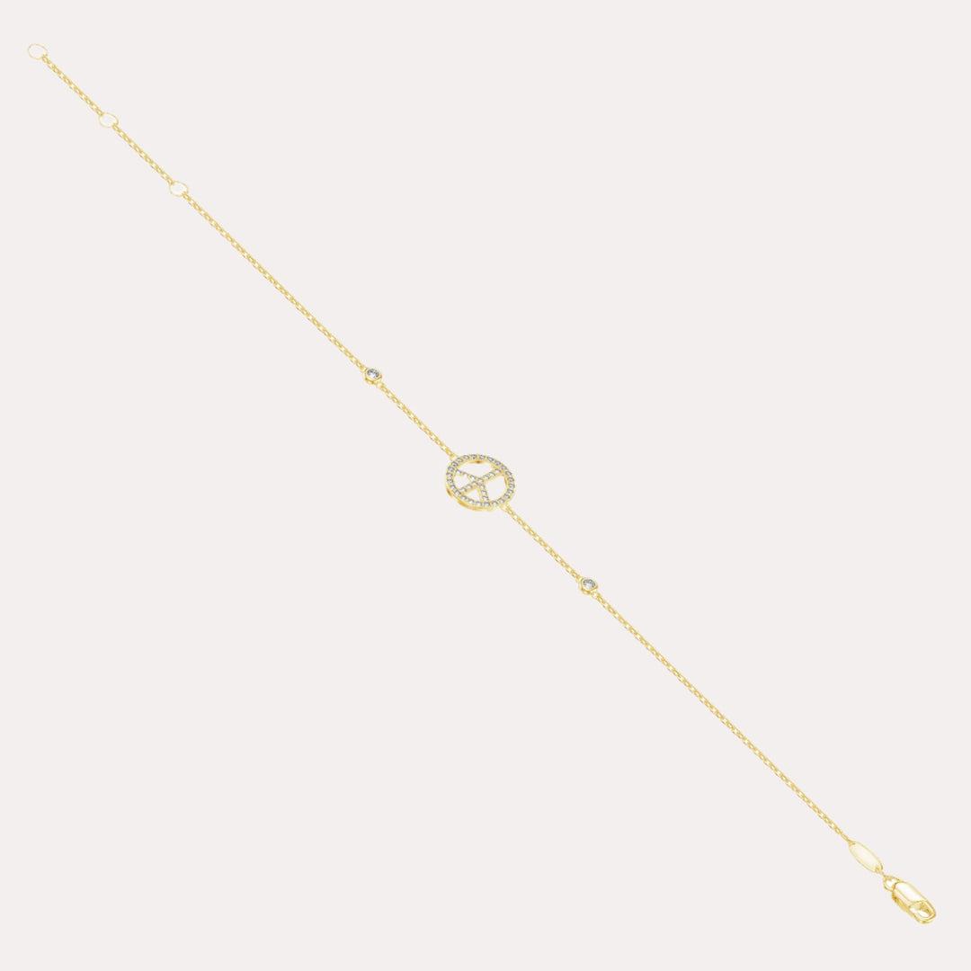 Diamond Peace Symbol Bracelet In 18K Gold - The Jewelyst. - Diamond Peace Symbol Bracelet In 18K Gold