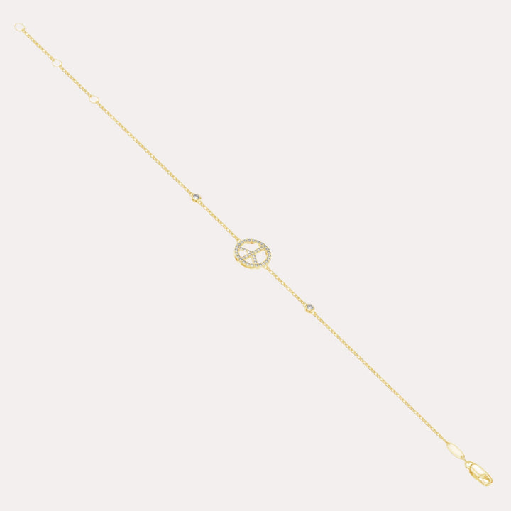 Diamond Peace Symbol Bracelet In 18K Gold - The Jewelyst. - Diamond Peace Symbol Bracelet In 18K Gold