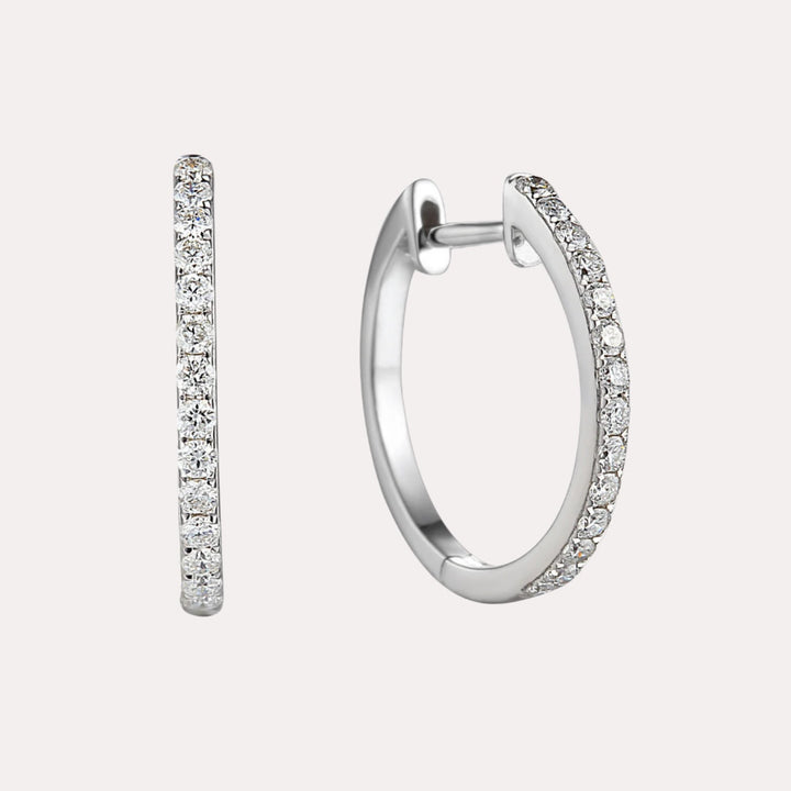 Diamond Claw Set Hoop Earrings In 18K White Gold