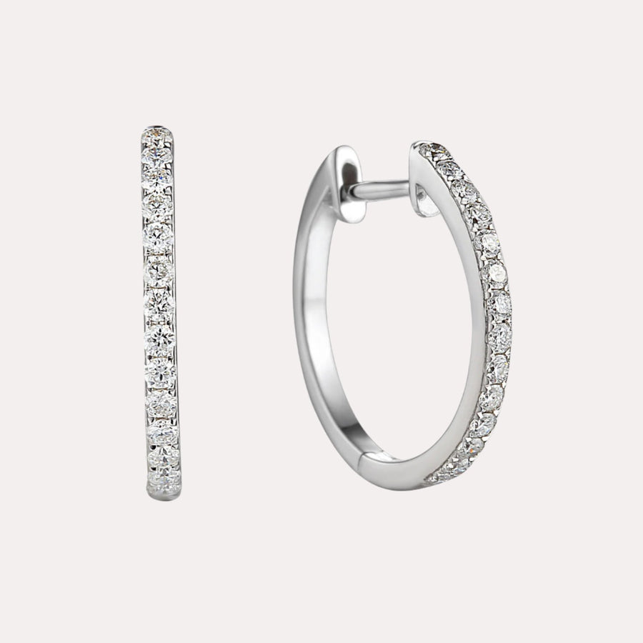 Diamond Claw Set Hoop Earrings In 18K White Gold