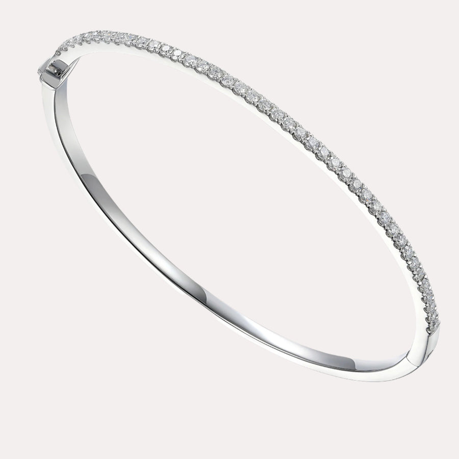 Elysian Arc Claw Set Round Diamond Bangle Bracelet In 18K Gold - The Jewelyst. - Elysian Arc Claw Set Round Diamond Bangle Bracelet In 18K Gold