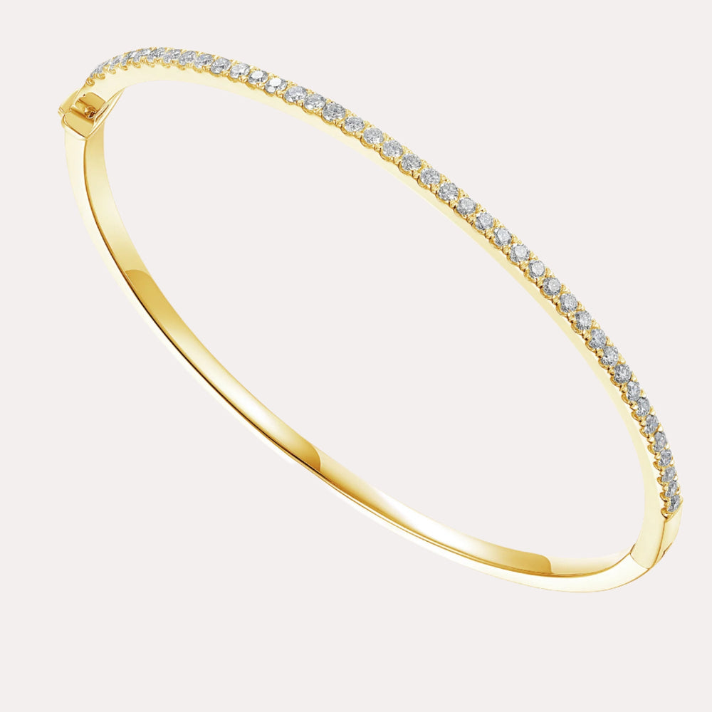 Elysian Arc Claw Set Round Diamond Bangle Bracelet In 18K Gold - The Jewelyst. - Elysian Arc Claw Set Round Diamond Bangle Bracelet In 18K Gold