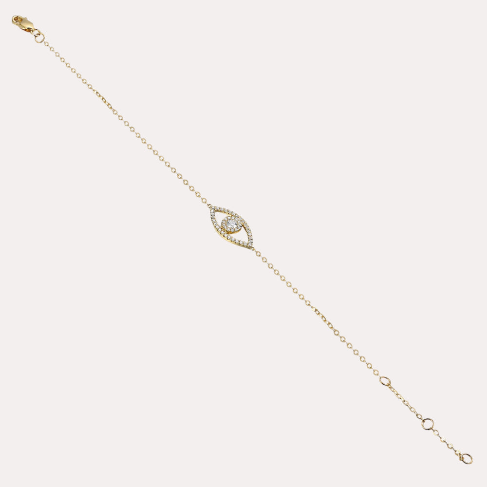 Evil Eye Diamond Bracelet In 18K Gold - The Jewelyst. - Evil Eye Diamond Bracelet In 18K Gold