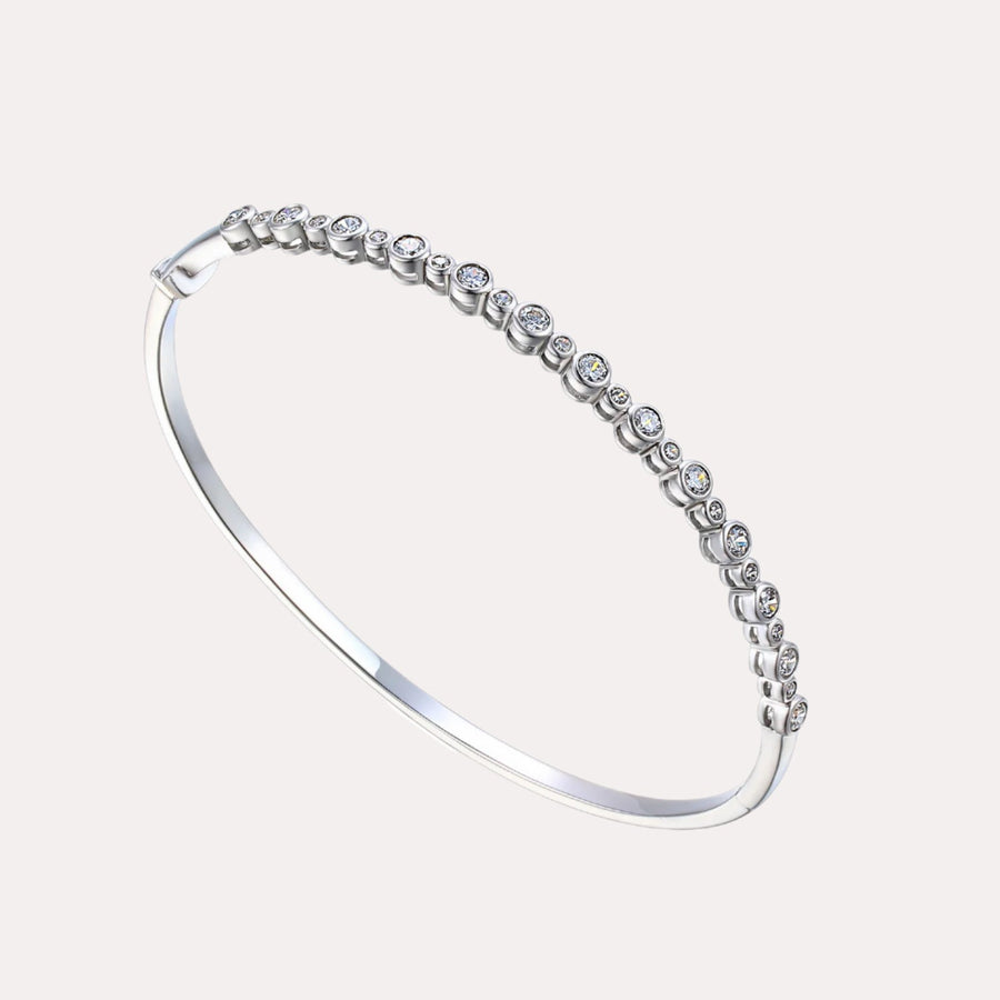 Floating Pebble Diamond Bangle Bracelet In 18K Gold - The Jewelyst. - Floating Pebble Diamond Bangle Bracelet In 18K Gold