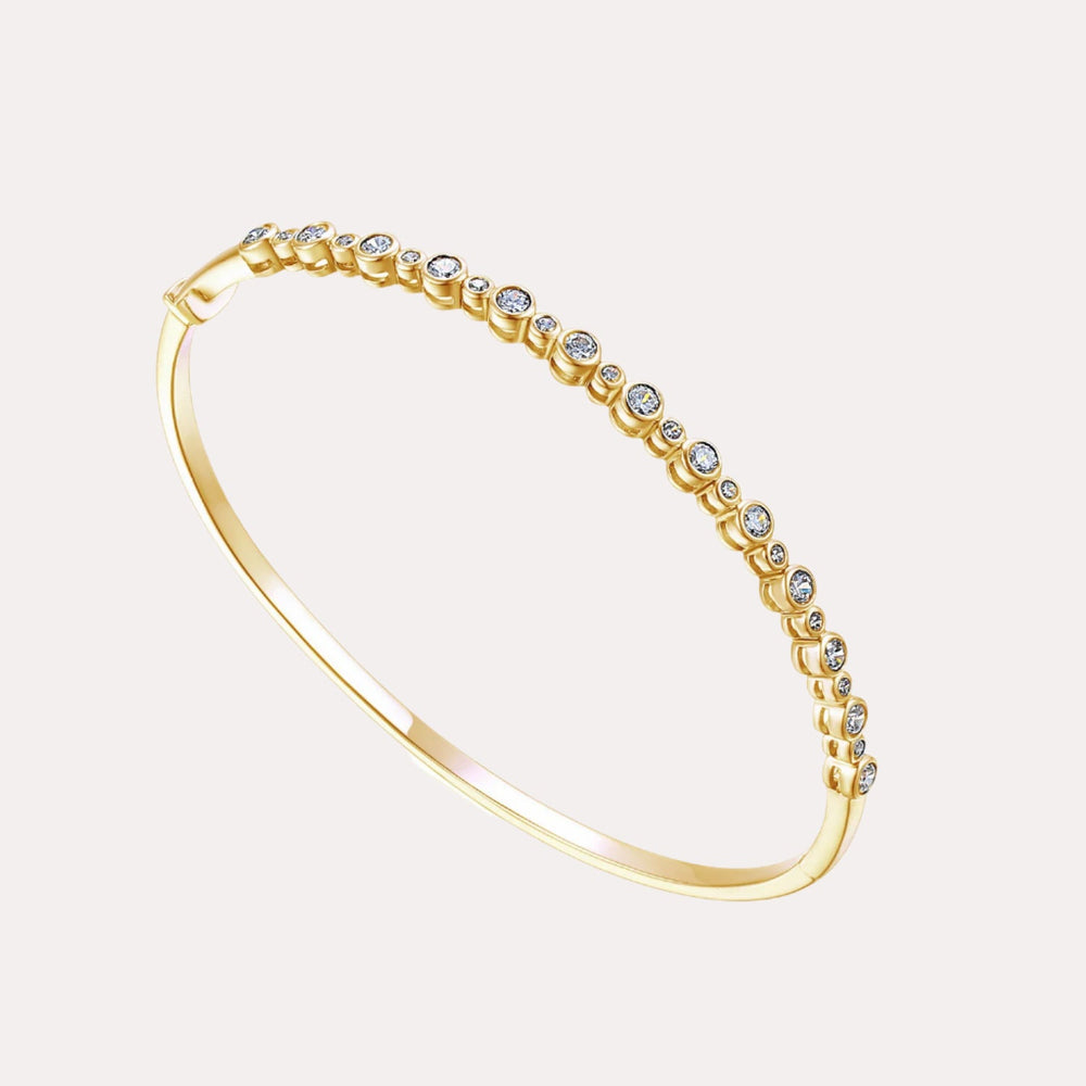 Floating Pebble Diamond Bangle Bracelet In 18K Gold - The Jewelyst. - Floating Pebble Diamond Bangle Bracelet In 18K Gold