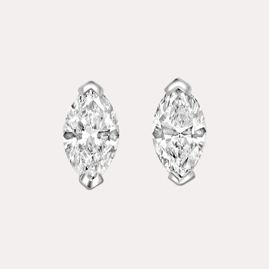 Marquise Cut Diamond Stud Earrings In 18K White Gold