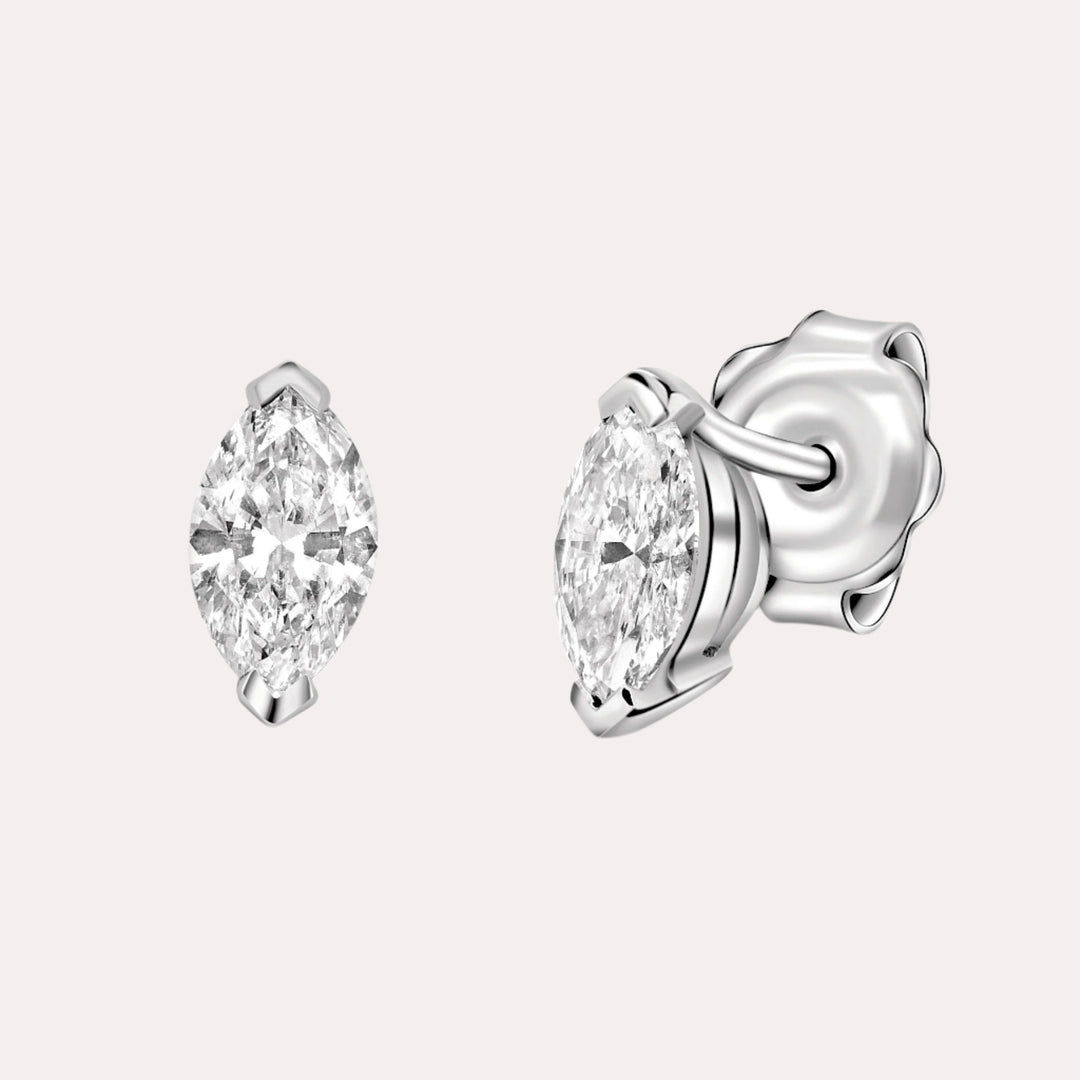 Marquise Cut Diamond Stud Earrings In 18K White Gold