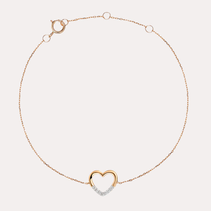 Pavé Diamond Heart Bracelet In 18K Gold - The Jewelyst. - Pavé Diamond Heart Bracelet In 18K Gold