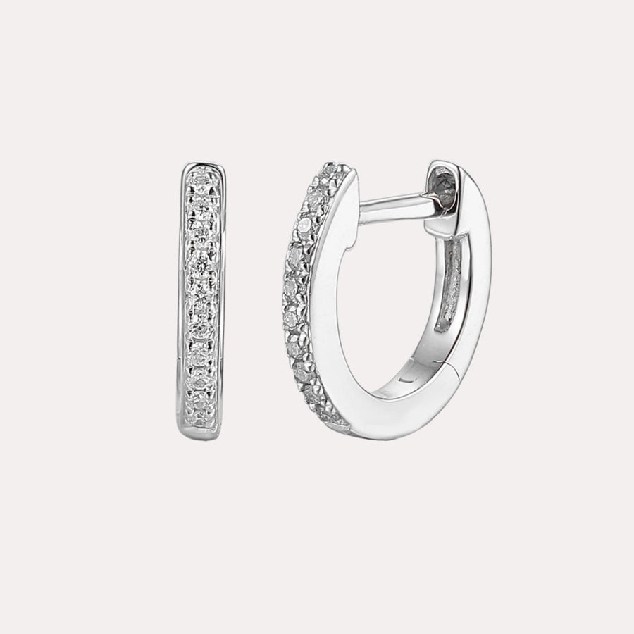 Pavé Set Diamond Huggies In 18K Gold - The Jewelyst. - Pavé Set Diamond Huggies In 18K Gold