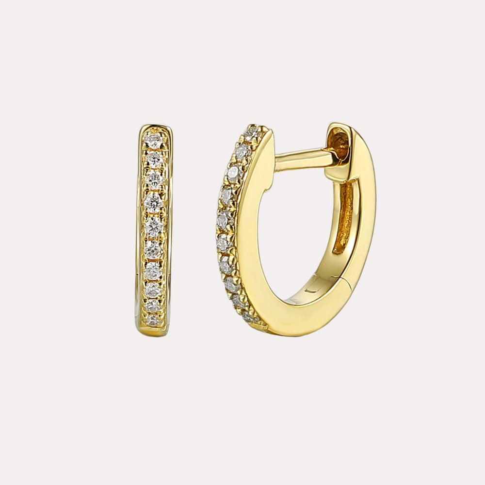 Pavé Set Diamond Huggies In 18K Gold - The Jewelyst. - Pavé Set Diamond Huggies In 18K Gold