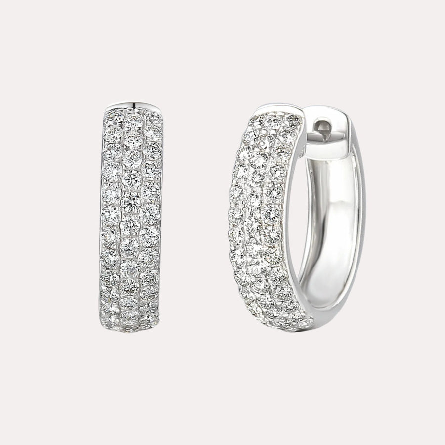 Pavé Set Round Brilliant Diamond Hoop Earrings In 18K Gold - The Jewelyst. - Pavé Set Round Brilliant Diamond Hoop Earrings In 18K Gold