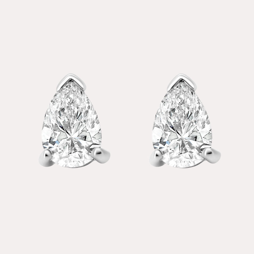 Pear Shape Diamond Stud Earrings In 18K Gold - The Jewelyst. - Pear Shape Diamond Stud Earrings In 18K Gold