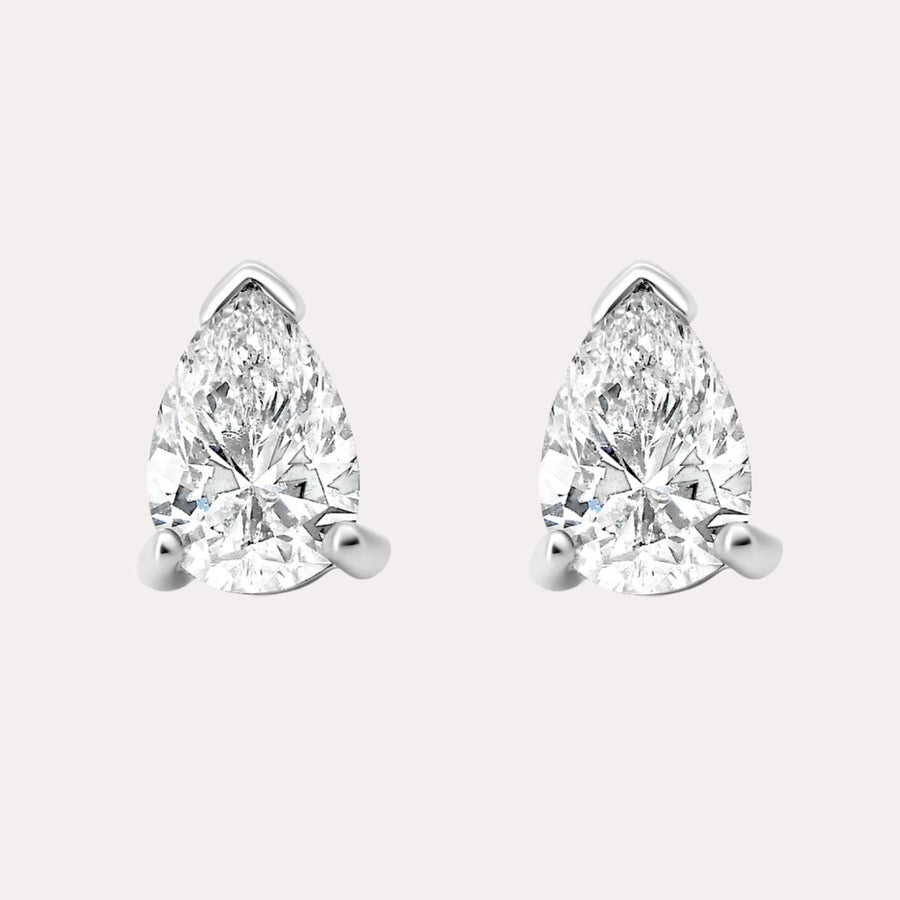 Pear Shape Diamond Stud Earrings In 18K Gold - The Jewelyst. - Pear Shape Diamond Stud Earrings In 18K Gold