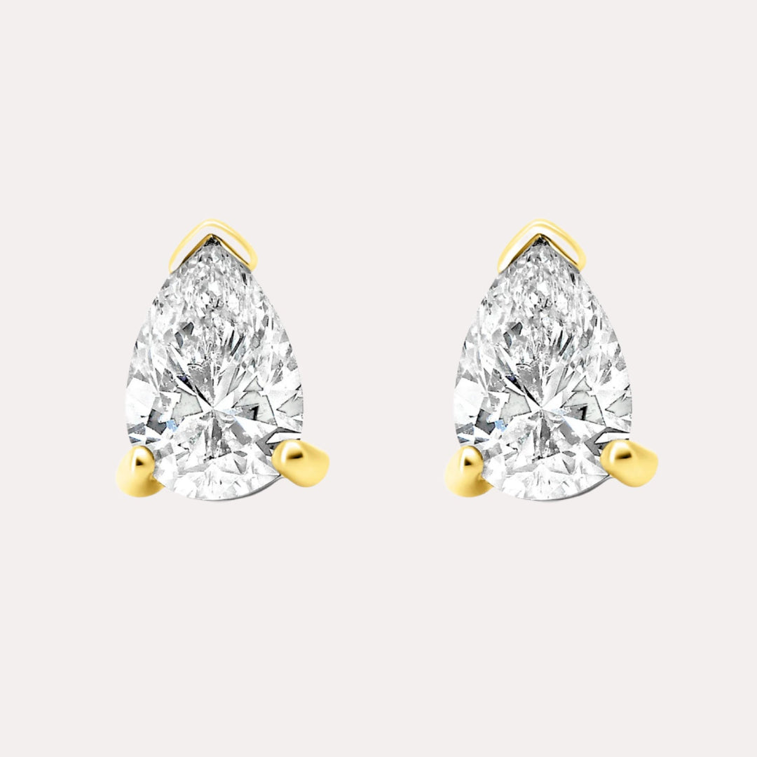 Pear Shape Diamond Stud Earrings In 18K Gold - The Jewelyst. - Pear Shape Diamond Stud Earrings In 18K Gold