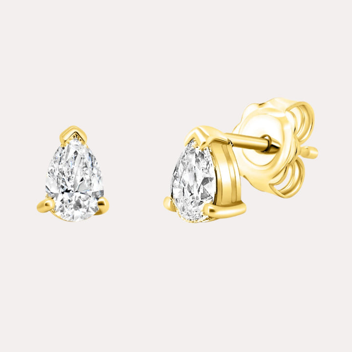 Pear Shape Diamond Stud Earrings In 18K Gold - The Jewelyst. - Pear Shape Diamond Stud Earrings In 18K Gold