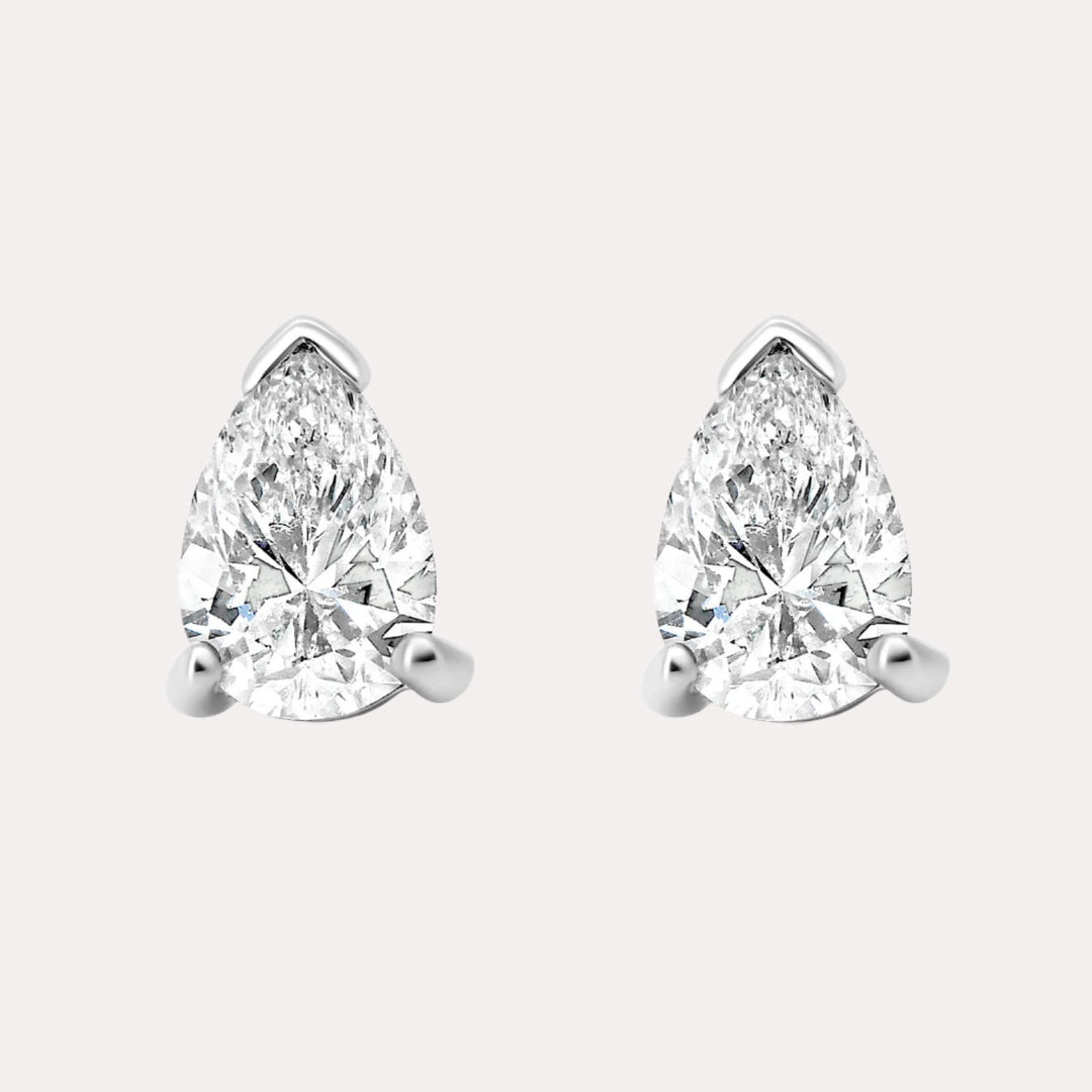 Pear Shape Diamond Stud Earrings In 18K Gold - The Jewelyst. - Pear Shape Diamond Stud Earrings In 18K Gold