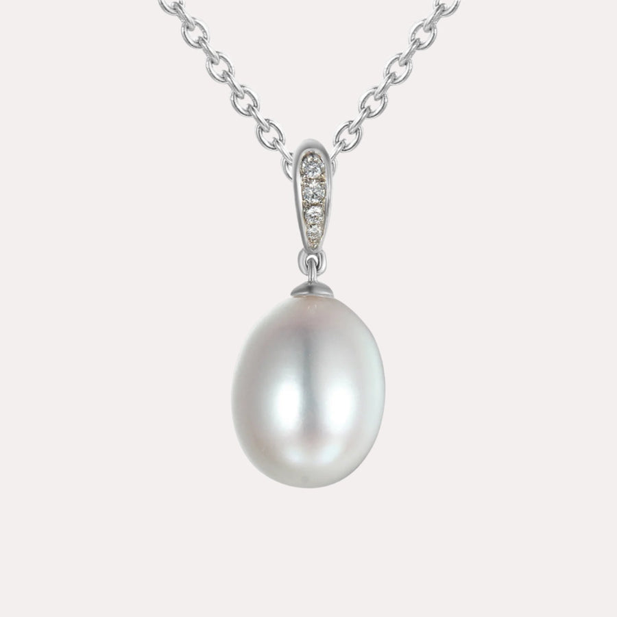 Pearl Drop Pendant Necklace In 18K Gold - The Jewelyst. - Pearl Drop Pendant Necklace In 18K Gold