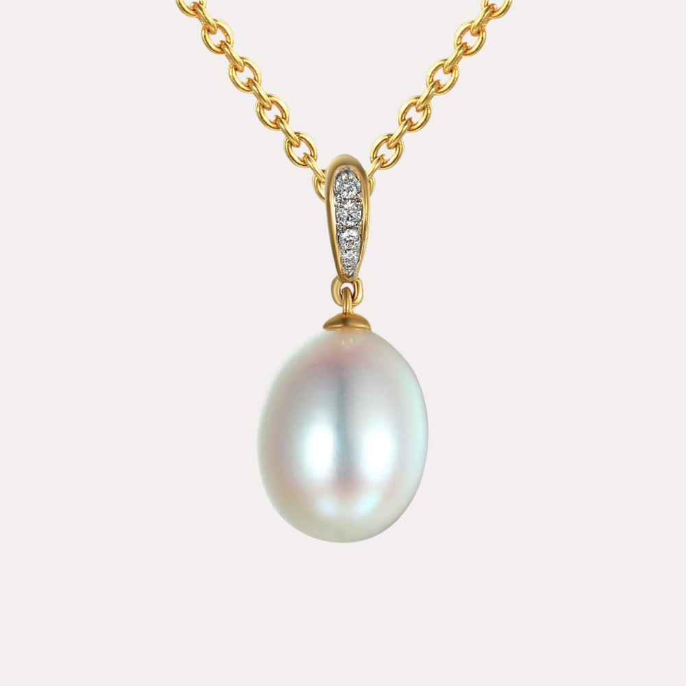Pearl Drop Pendant Necklace In 18K Gold - The Jewelyst. - Pearl Drop Pendant Necklace In 18K Gold