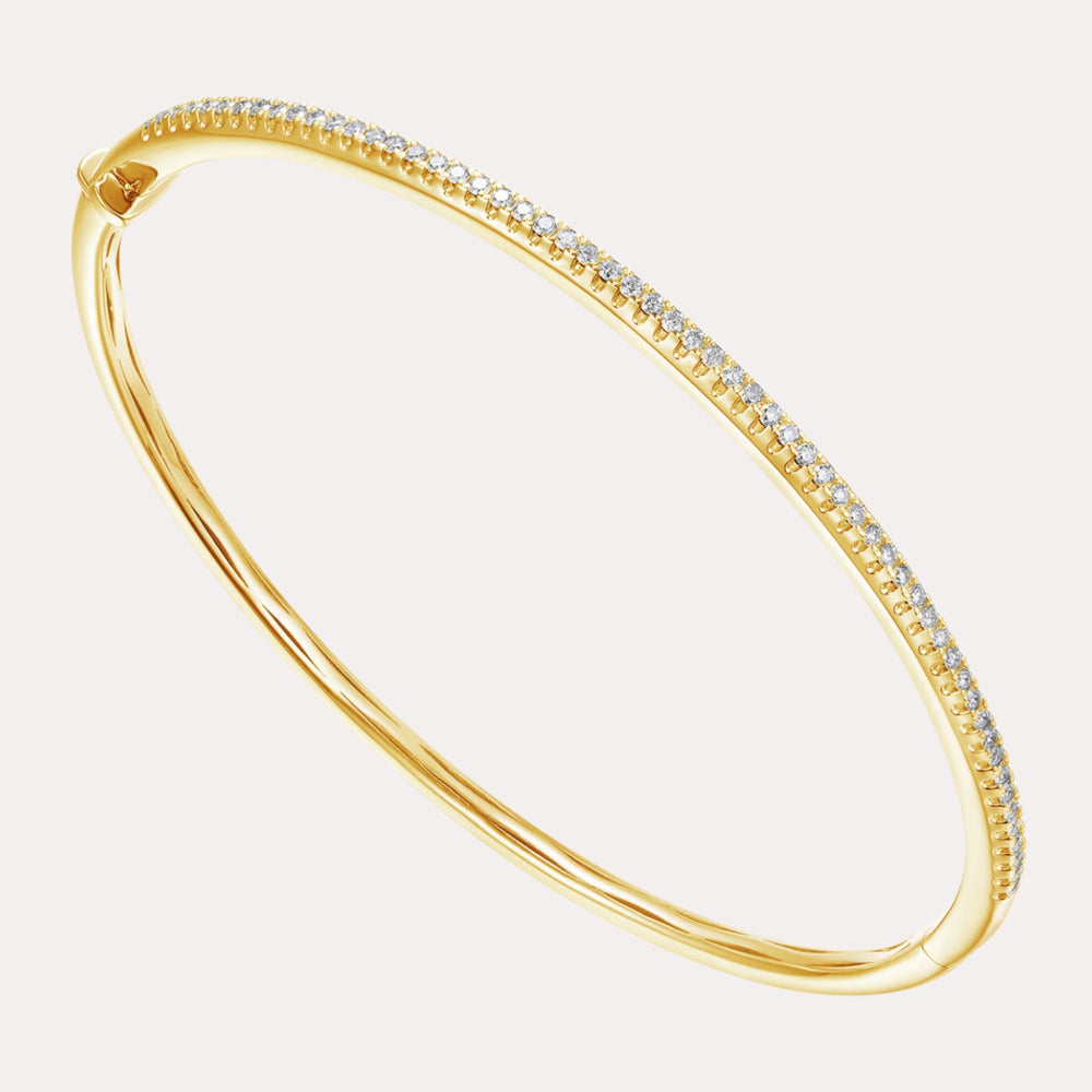 Petite Pavé Diamond Bangle Bracelet In 18K Gold - The Jewelyst. - Petite Pavé Diamond Bangle Bracelet In 18K Gold