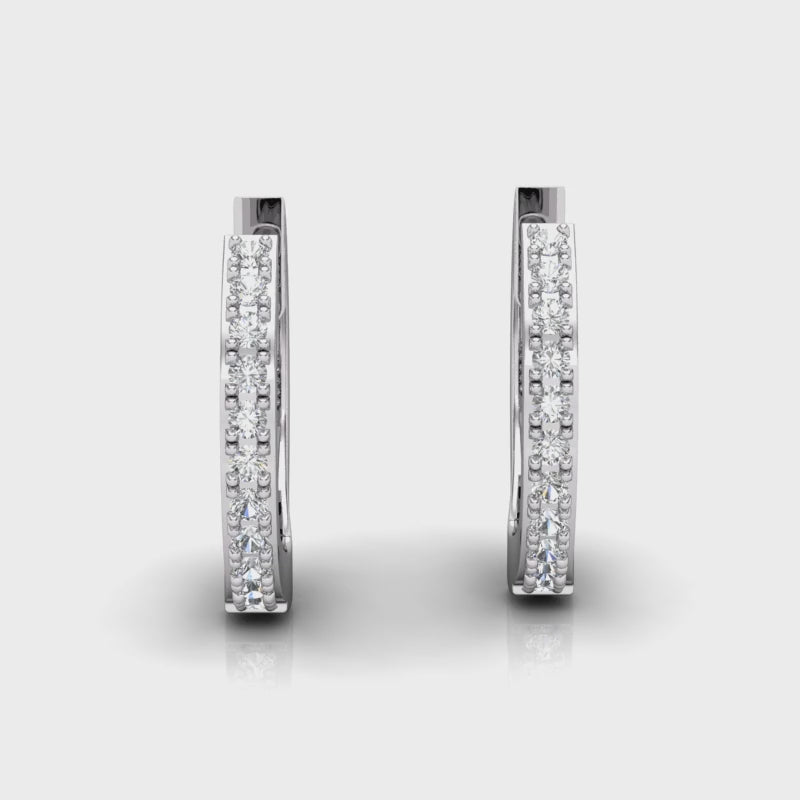 Round Brilliant Diamond Hoop Earrings In 18K Gold