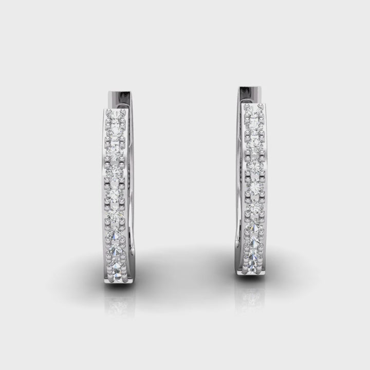 Round Brilliant Diamond Hoop Earrings In 18K Gold